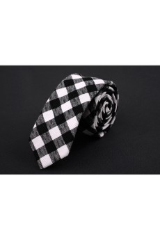 Black Plaid Silk Skinny Ties