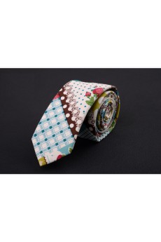 Beige Floral Silk Novelty Tie