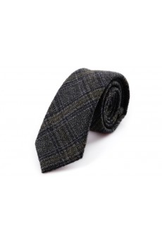 Gray Plaid Wool Skinny Ties