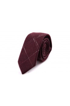 Red Plaid Wool Skinny Ties