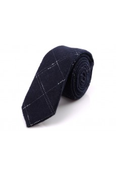 Blue Plaid Wool Skinny Ties
