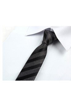 Black Striped Microfiber Skinny Ties