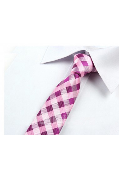 Pink Plaid Microfiber Skinny Ties