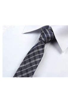 Gray Plaid Microfiber Skinny Ties