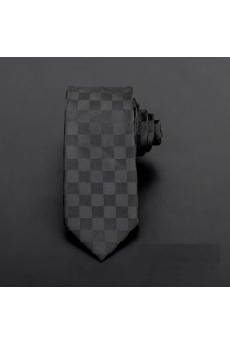 Black Checkered Microfiber Skinny Ties