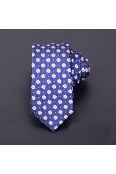 Blue Floral Microfiber Skinny Ties