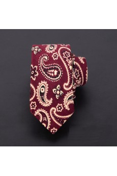 Red Paisley Microfiber Skinny Ties