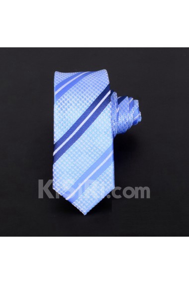 Blue Striped Microfiber Skinny Ties