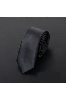 Black Solid Microfiber Skinny Ties