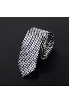 Silver Polka Dot Microfiber Skinny Ties