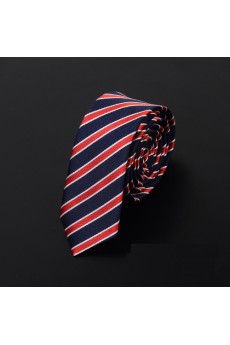 Red Striped Microfiber Skinny Ties