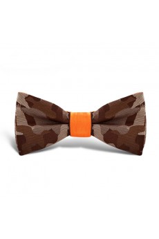 Brown Floral Microfiber Butterfly Bow Tie