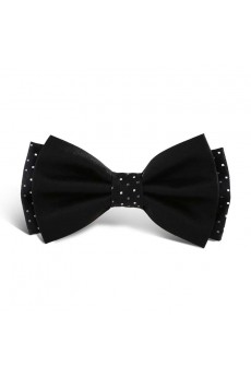 Black Polka Dot Microfiber Butterfly Bow Tie