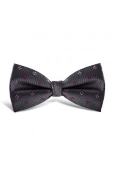 Gray Floral Microfiber Butterfly Bow Tie