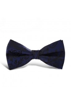 Blue Floral Microfiber Butterfly Bow Tie