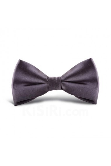 Gray Solid Microfiber Butterfly Bow Tie
