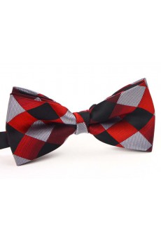 Red Plaid Microfiber Butterfly Bow Tie