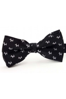 Black Floral Microfiber Butterfly Bow Tie