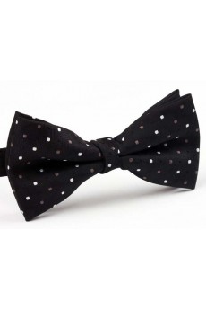 Black Polka Dot Microfiber Butterfly Bow Tie