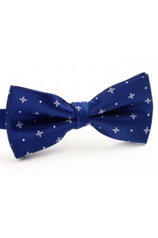 Blue Floral Microfiber Butterfly Bow Tie