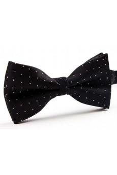 Black Polka Dot Microfiber Butterfly Bow Tie