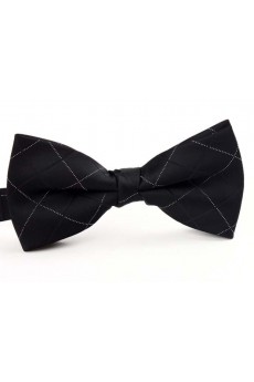 Black Floral Microfiber Butterfly Bow Tie