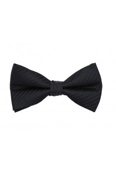 Black Striped Cotton & Polyester Butterfly Bow Tie