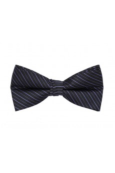 Black Striped Cotton & Polyester Butterfly Bow Tie