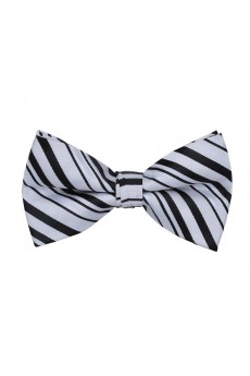 Black Striped Cotton & Polyester Butterfly Bow Tie