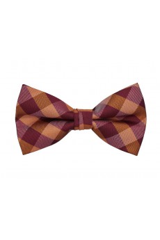 Red Checkered Cotton & Polyester Butterfly Bow Tie