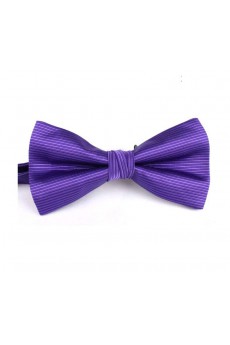 Purple Striped Polyester Butterfly Bow Tie