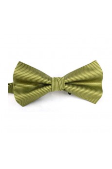 Green Striped Polyester Butterfly Bow Tie