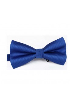 Blue Striped Polyester Butterfly Bow Tie