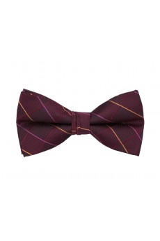 Red Plaid Polyester Butterfly Bow Tie