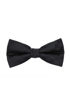 Black Plaid Polyester Butterfly Bow Tie