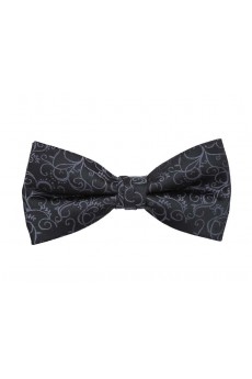 Black Floral Polyester Butterfly Bow Tie