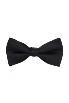 Black Solid Polyester Butterfly Bow Tie