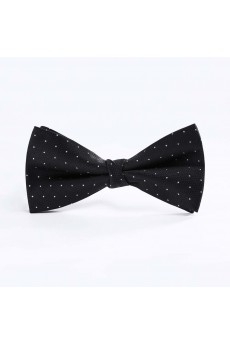 Black Polka Dot Microfiber Butterfly Bow Tie