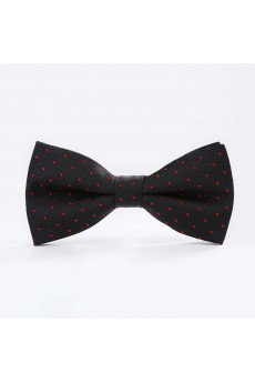 Black Polka Dot Microfiber Butterfly Bow Tie