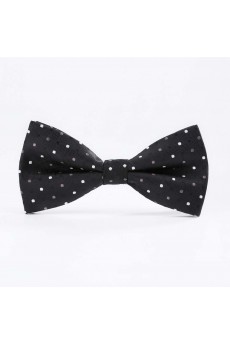 Black Polka Dot Microfiber Butterfly Bow Tie