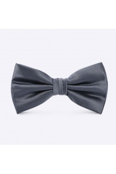 Gray Solid Microfiber Butterfly Bow Tie