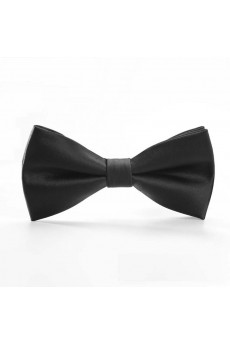 Black Solid Microfiber Butterfly Bow Tie