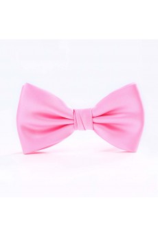 Pink Solid Microfiber Butterfly Bow Tie