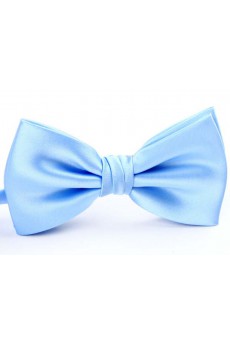 Blue Solid Microfiber Butterfly Bow Tie