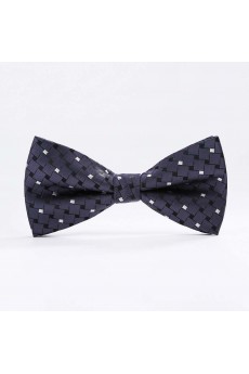 Black Checkered Microfiber Butterfly Bow Tie