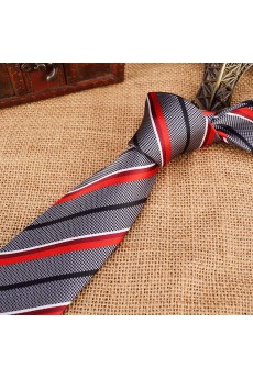 Gray Striped Emulation Silk NeckTie