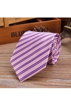 Pink Striped Emulation Silk NeckTie