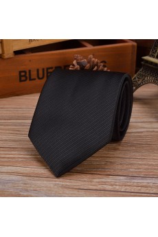 Black Striped Emulation Silk NeckTie