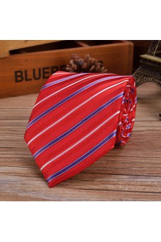 Red Striped Emulation Silk NeckTie