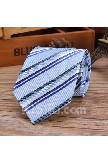 Blue Striped Emulation Silk NeckTie